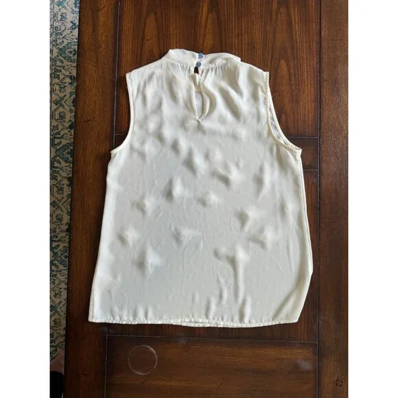 Anthropologie Vanessa Virginia Sheer Ivory Daisy Appliqué Blouse Shirt S - Picture 5 of 9